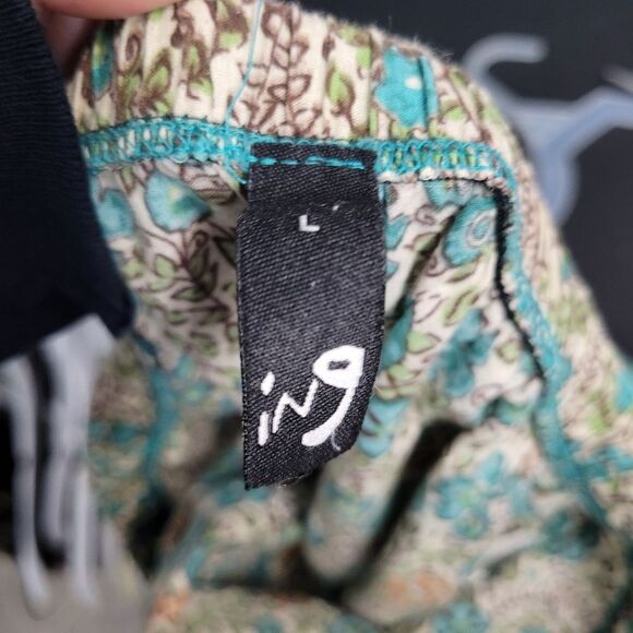 Ing earth tones floral pull on elastic waist boho Prairie tiered skirt size L - Picture 3 of 6